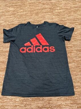 adidas Black Tee with Red Logo for Kids